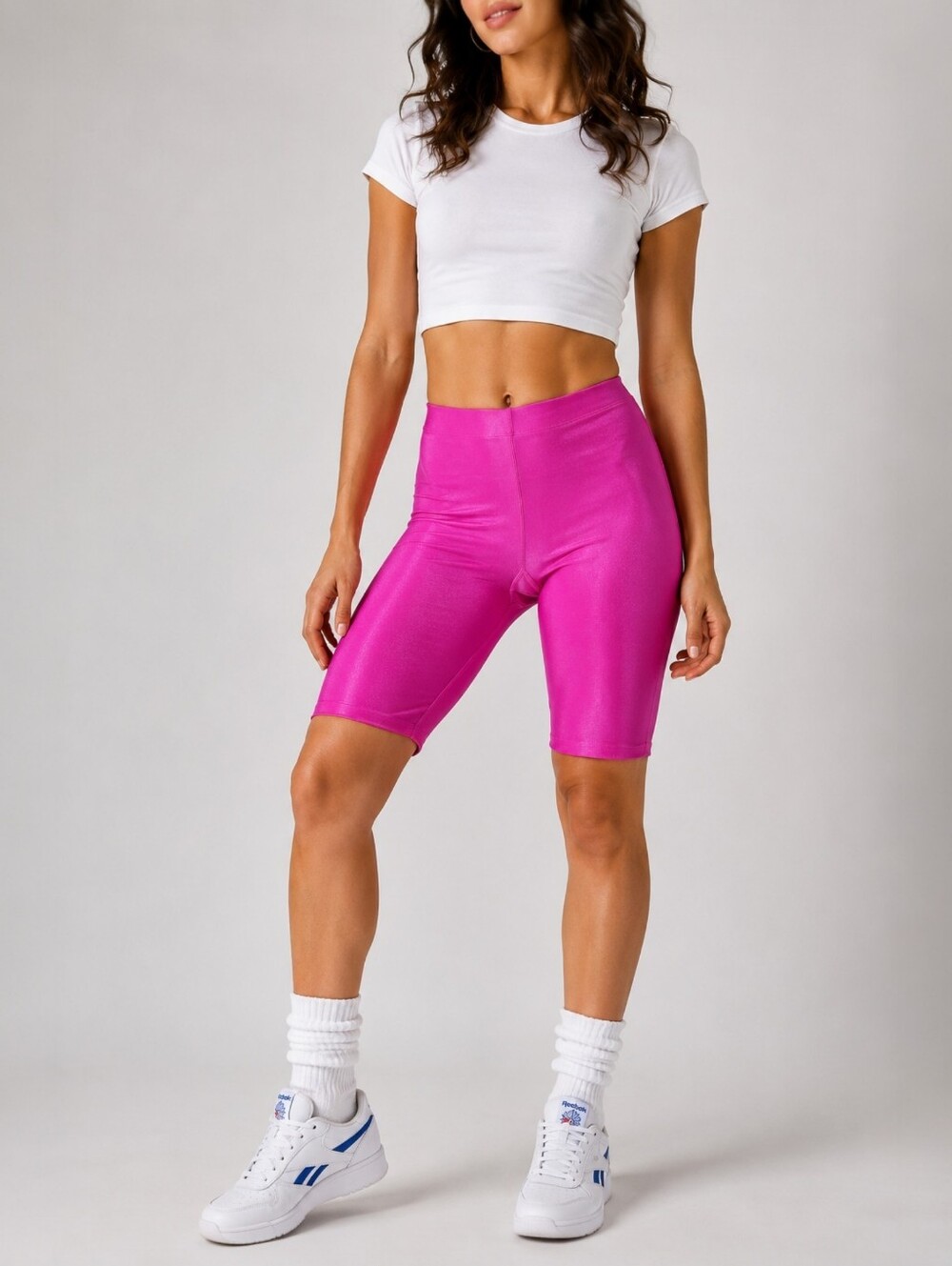 Vintage 80s GILDA MARX Flexatard Glossy Hot Pink Aerobic Rave Bike Shorts USA